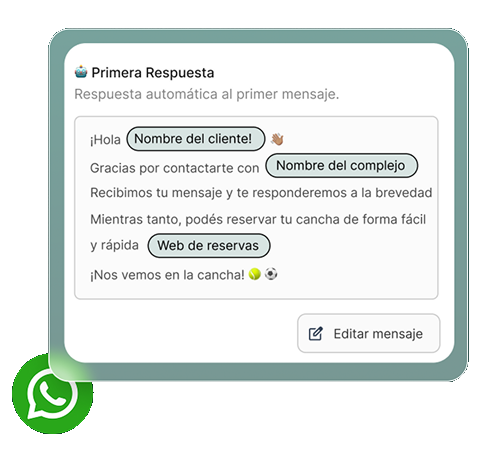 Chat de WhatsApp con la respuesta automática al primer mensaje de un jugador